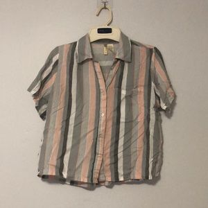 Grey Pink Button Shirt
